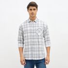 Men's Light Grey Cotton Spread Collar Casual Shirt, Light Grey, small image number null