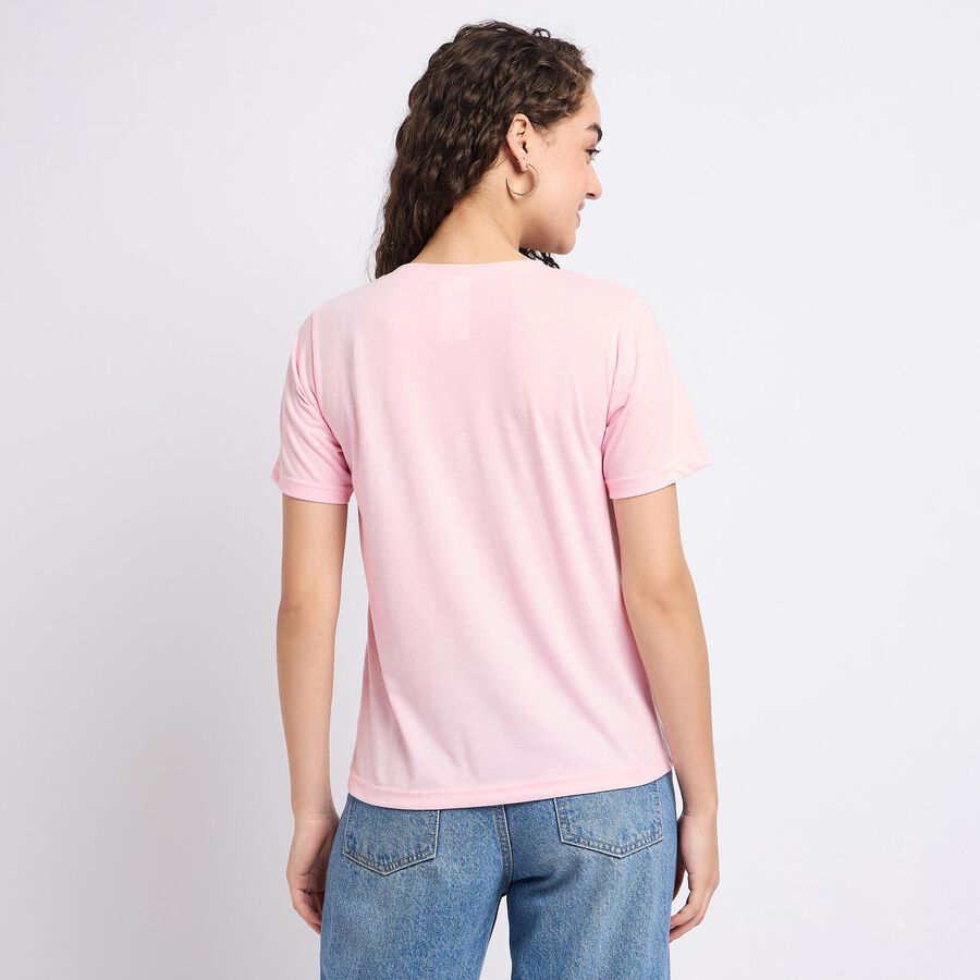 Ladies' Round Neck T-Shirt, Pink, large