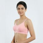 Women's Pink Cotton Blend Scoop Neck Minimalist Bra, Light Pink, small