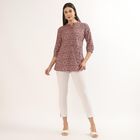 Women's Pink Notch Neck Floral Printed Kurti, Pink, small