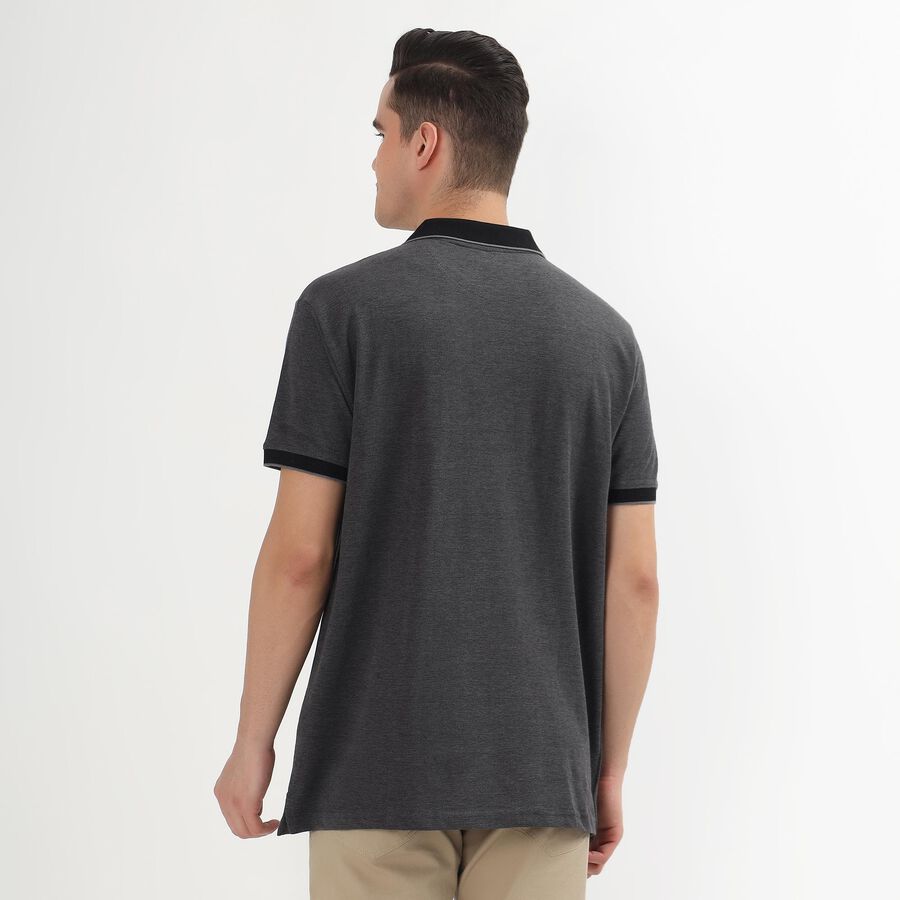 Men's 100% Cotton Collared Half Sleeves T-Shirt, Black, large image number null