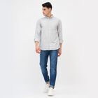 Men's Light Grey Cotton Button Down Slim Fit Casual Shirt, हल्का ग्रे, small image number null