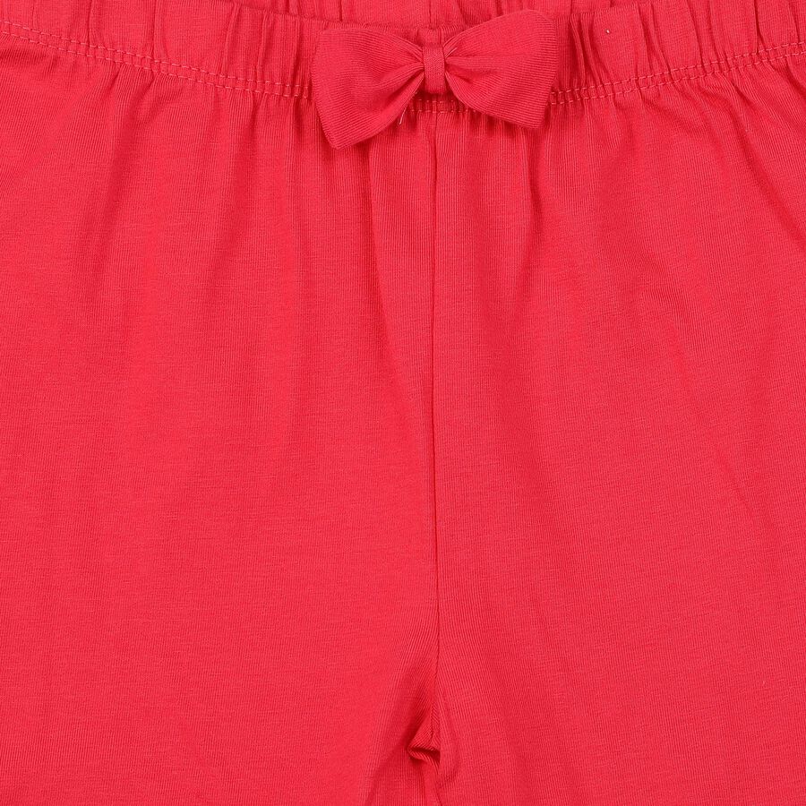 Girls Fuchsia Slim Fit Bow Detail Legging, रानी (फ्यूशिया), large