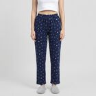 Women's Navy Blue Straight Fit Star Pyjama, नेवी ब्लू, small