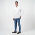 Men's White Cotton Spread Collar Casual Shirt, White, small