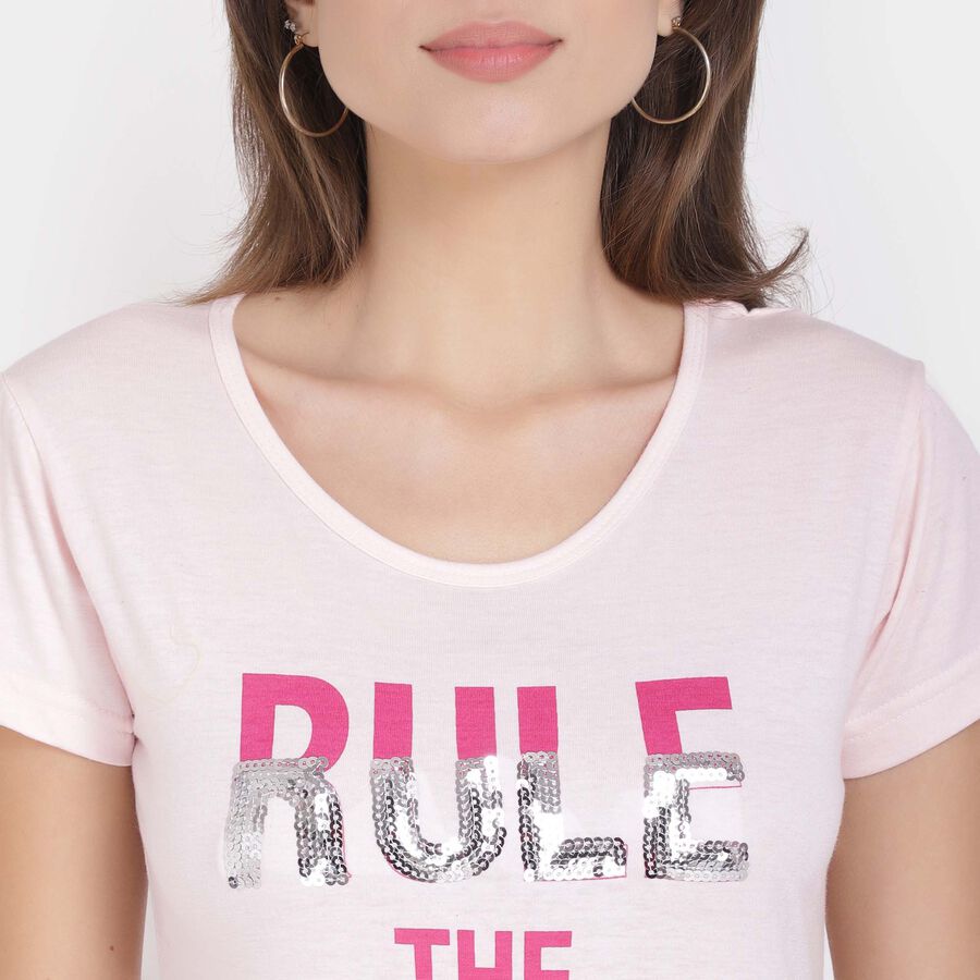 राउन्ड नेक टी-शर्ट, Light Pink, large image number null