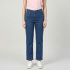 Women's Blue Straight Fit Classic Jeans, Mid Blue, small