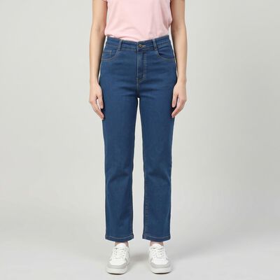 Women's Blue Straight Fit Classic Jeans