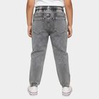 Boys' Grey Regular Fit Washed Elasticated Waist Jeans, हल्का ग्रे, small