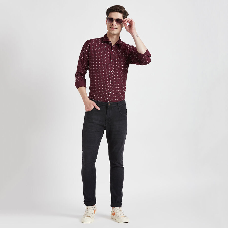 Printed Casual Shirt, Wine, large image number null