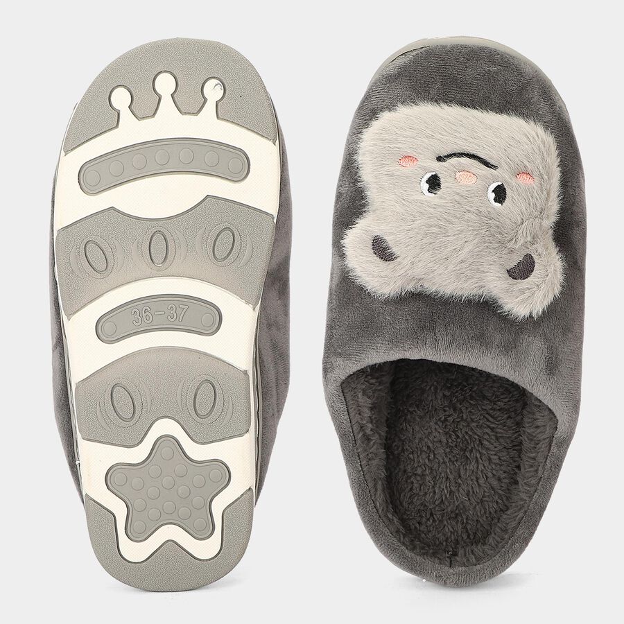 Women's Grey Slip-On House Slippers, ग्रे, large