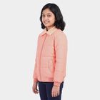 Girls' Pink Faux Fur Collar Puffer Jacket, Pink, small
