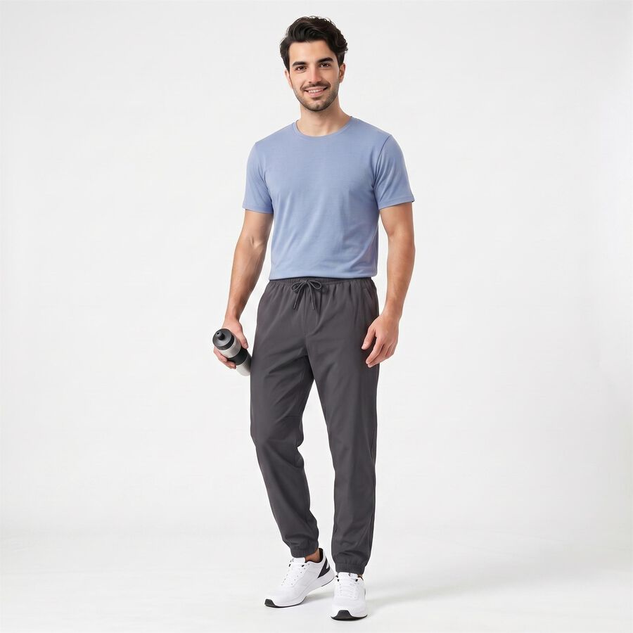 Men's Dark Grey Jogger Fit Solid Track Pants, गहरा ग्रे, large