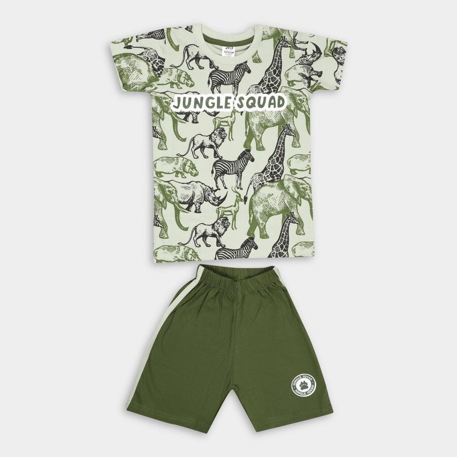Boys' 100% Cotton Knit Baba Suit , Olive, large image number null