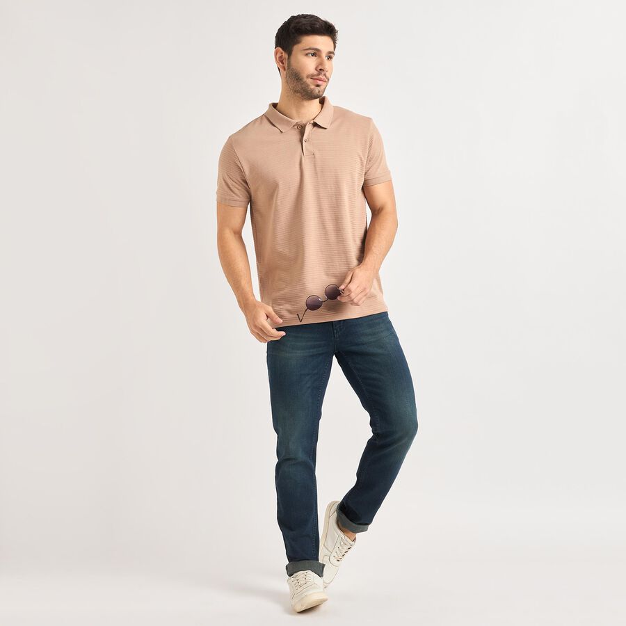 Men's Collared Half Sleeves T-Shirt , Beige, large image number null
