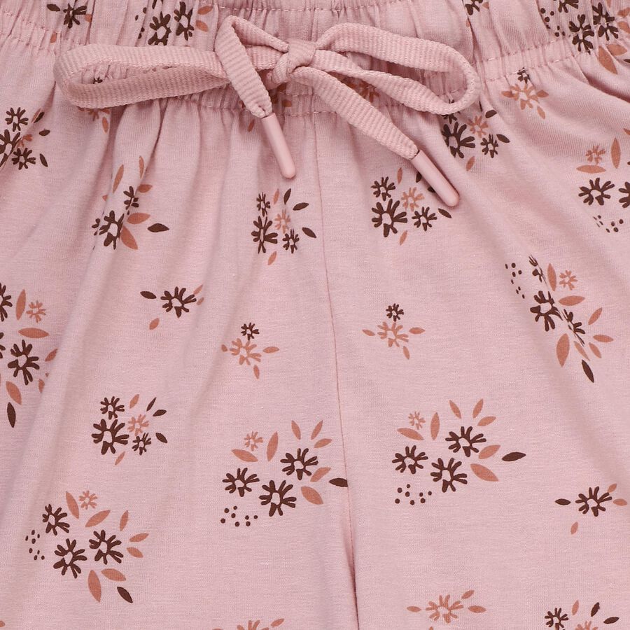 Girls' Lavender Regular-Fit Heart Printed Pyjama, Light Pink, large