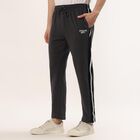 Men's Charcoal Grey Regular Fit Side-Striped Track Pants, Dark Grey, small