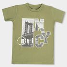 Kids' Muted Olive Green Round Neck Casual Half Sleeve T-Shirt, Olive, small image number null