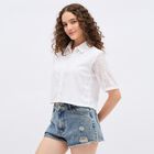 Women's Off White Round Casual Shirt, Off White, small image number null
