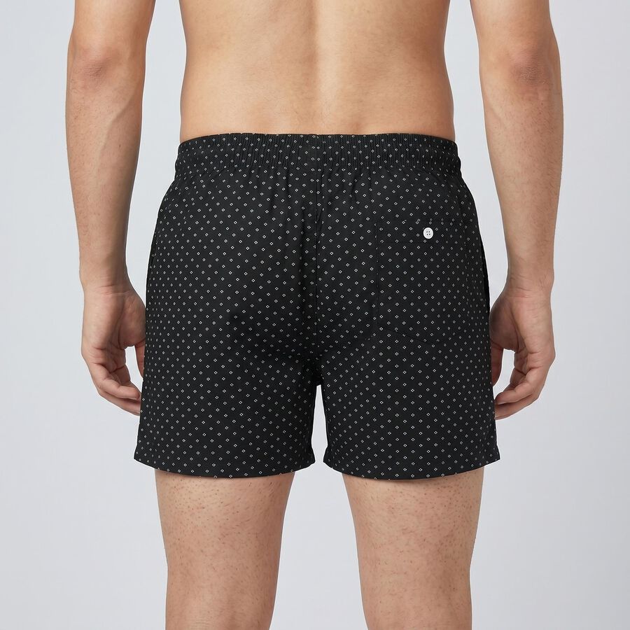 Men's Black Regular Fit Solid Boxers, काला, large