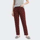 Women's Maroon Straight Fit Floral Printed Pyjama, Maroon, small
