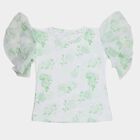 Girls Mint Green Round Neck Casual T-Shirt, Light Green, small