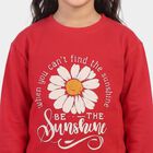Girls' Fuchsia Crew Neck Pullover Sweatshirt, रानी (फ्यूशिया), small