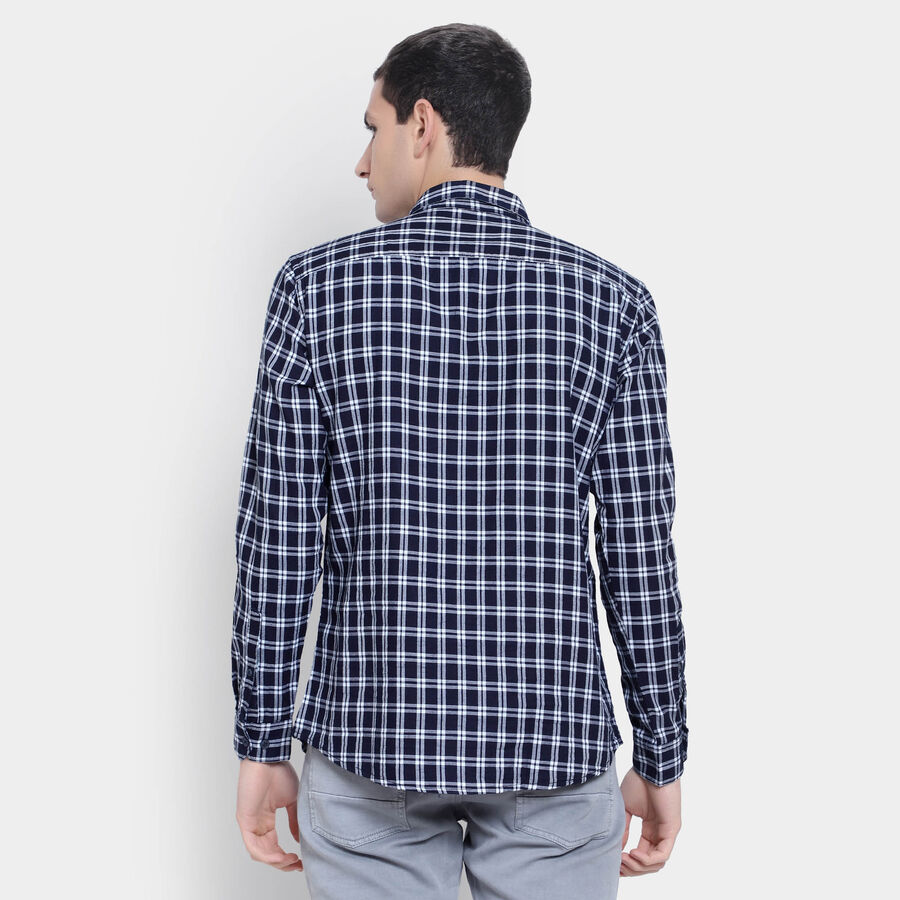 Cotton Checks Casual Shirt, Dark Blue, large image number null