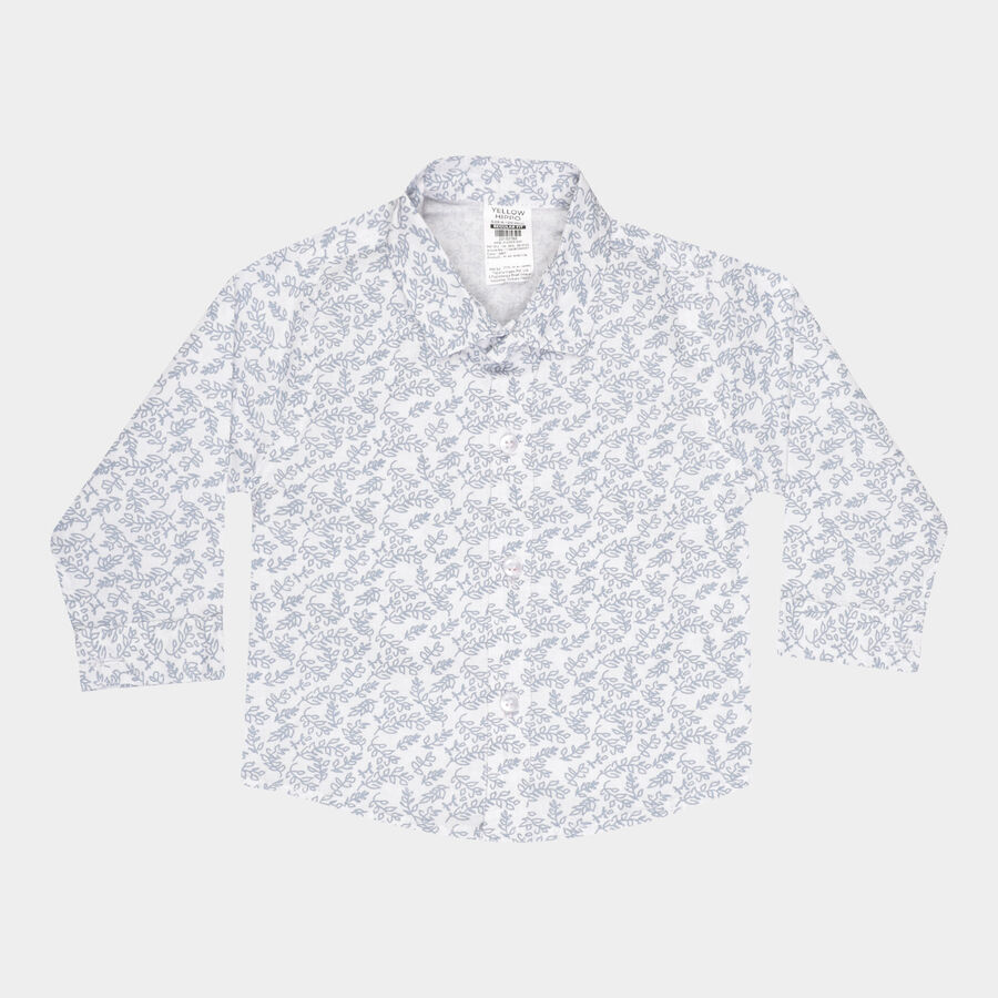 Infants Cotton Printed Casual Shirt, White, large image number null