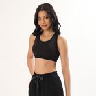 Women's Black Seamless Racerback Sports Bra, Black, small image number null