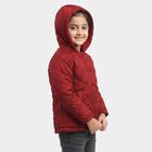 Girls' Wine Hooded Puffer Jacket, Wine, small