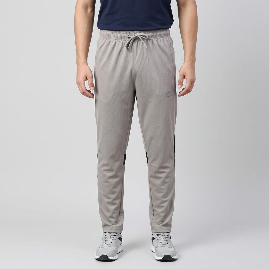 Men's Grey Slim Fit Panelled Track Pants, Light Grey, large