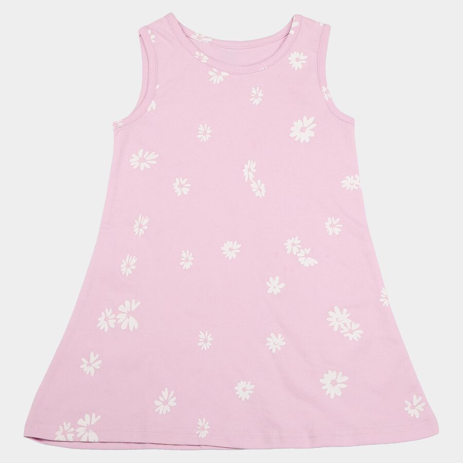 Girls' Lilac A-Line Floral Printed Frock, लाइलेक, large