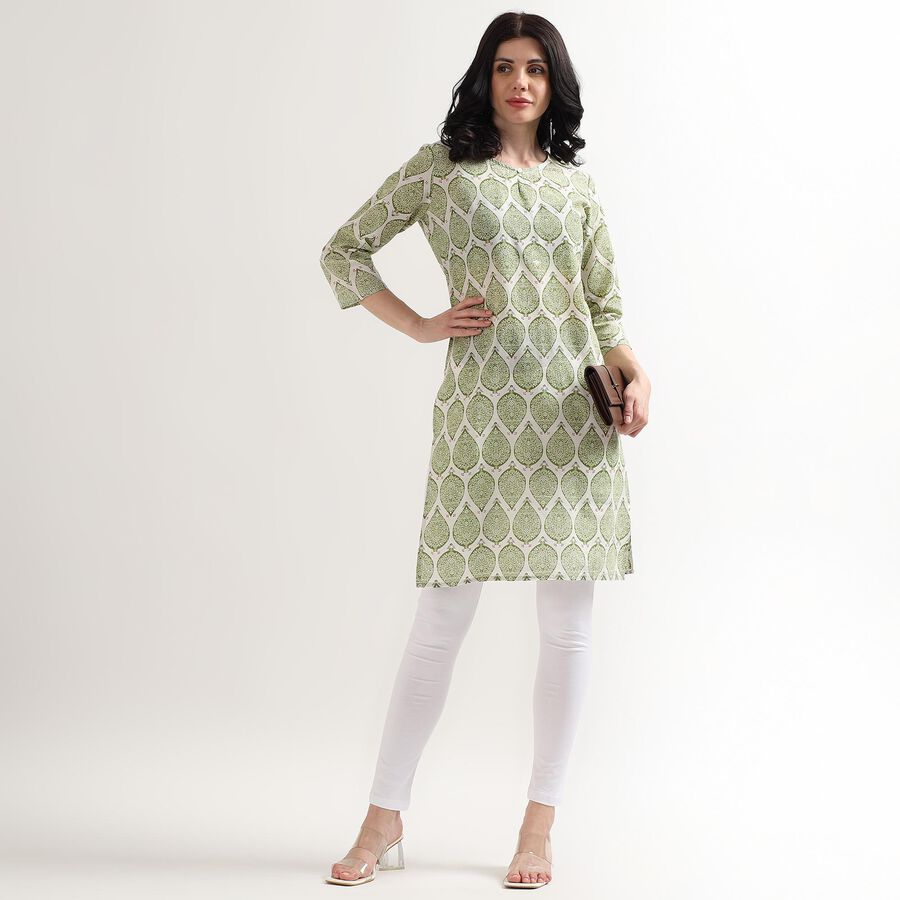Ladies' 100% Cotton Kurta, Light Green, large image number null