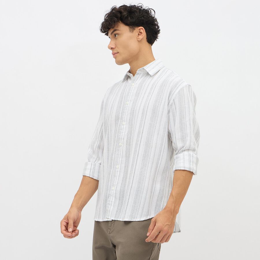 Men's Rich Eggshell White Full Sleeve Classic Casual Shirt, Off White, large image number null