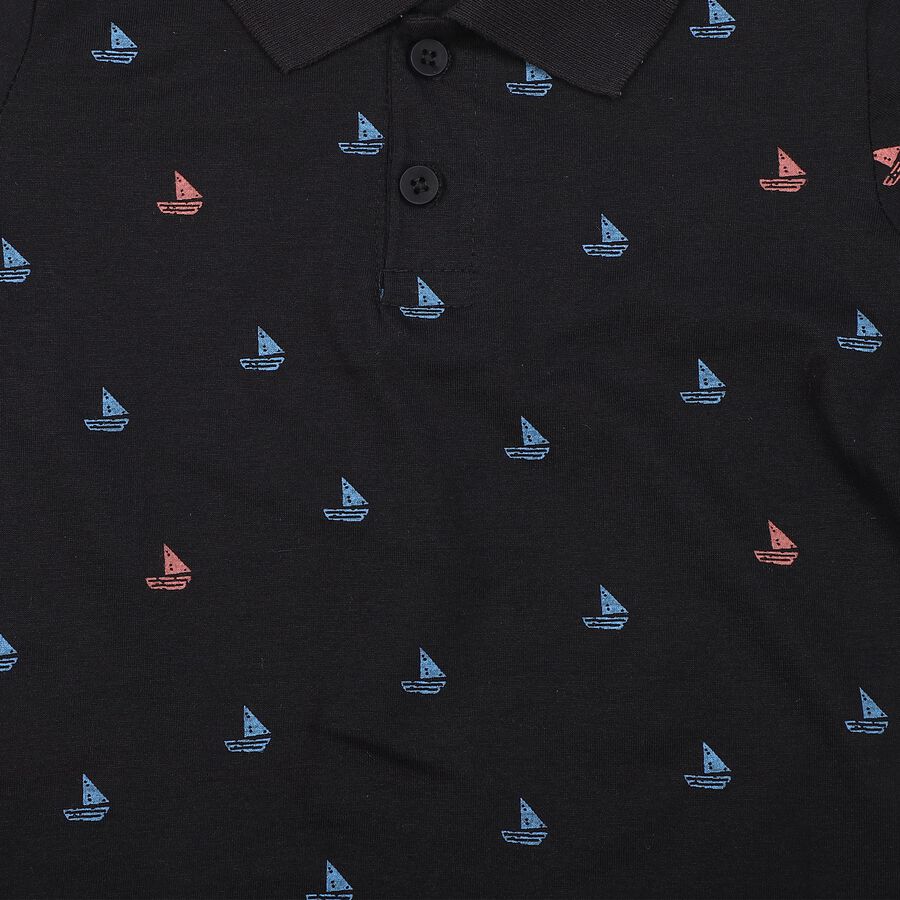 Boys Navy Blue Cotton Polo Neck Polo Boys T-Shirt, नेवी ब्लू, large