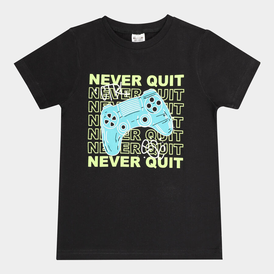 Boys Cotton T-Shirt, Black, large image number null