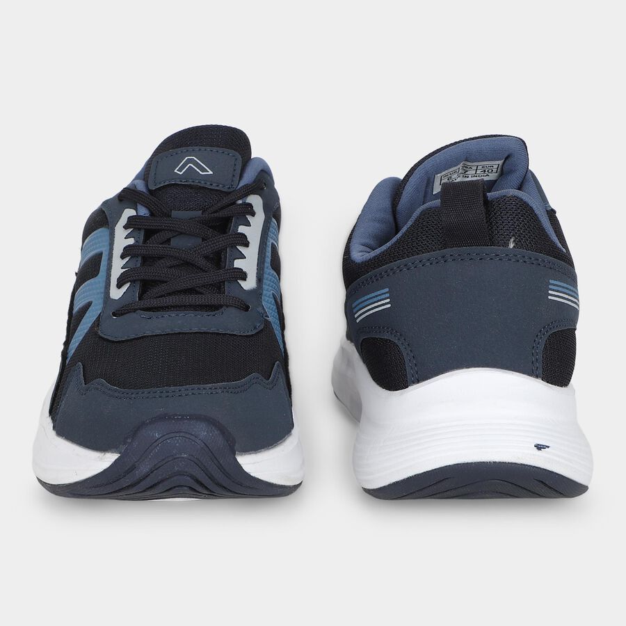 Men's Navy Blue Lace-Up Sneakers, नेवी ब्लू, large