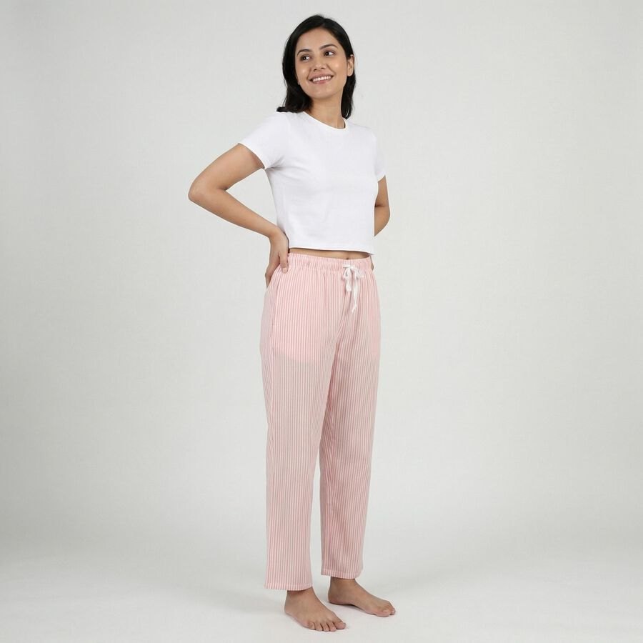 Women's Pink Relaxed Fit Elastic Waist Pyjama, गुलाबी, large