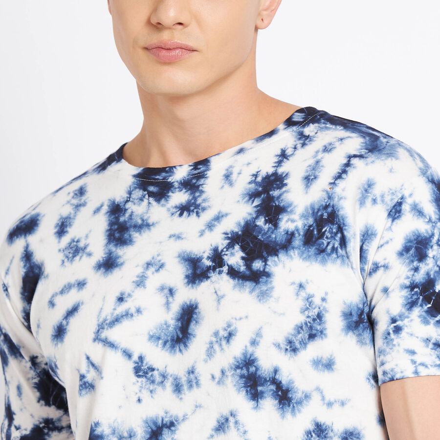 Cotton Round Neck T-Shirt, Navy Blue, large image number null