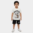 Boys White Round Neck Football Printed Baba Suit, White, small