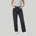Women's Grey Straight Fit Washed Jeans, Light Grey, small