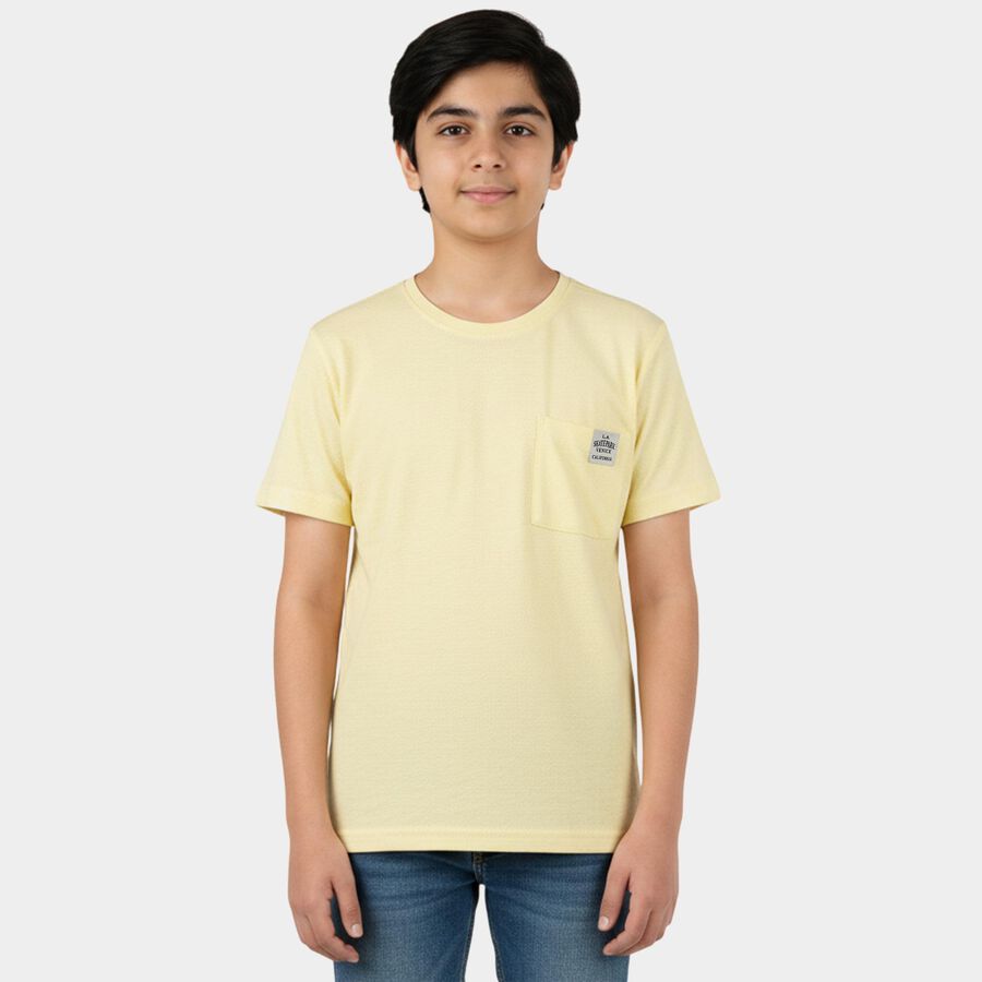 Boys' Half Sleeves T-Shirt, मस्टर्ड, large