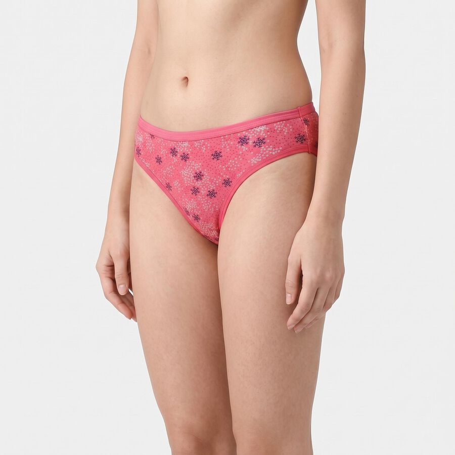 Ladies' Pink Bikini Fit Printed Panty, Pink, large