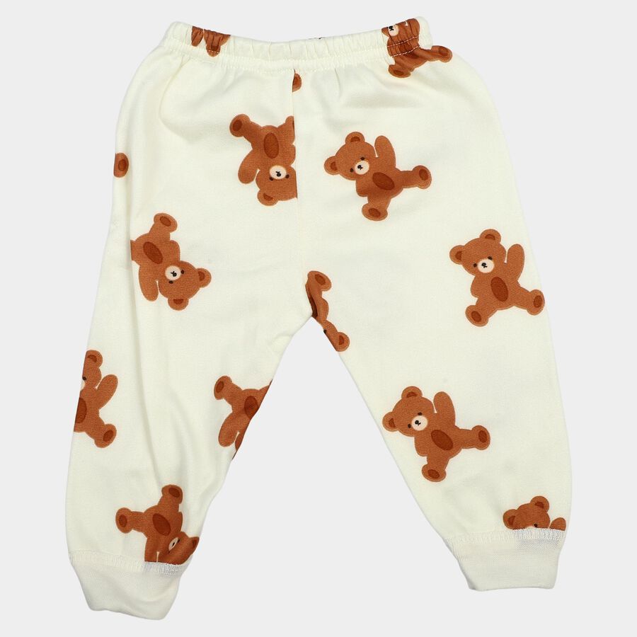 Infants' Cream Jogger Teddy Bear Printed Pyjama, ऑफ व्हाइट, large