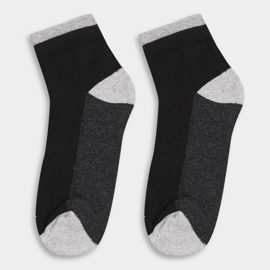 Men's Black and Grey Regular Fit Color-Blocked Pack of 3 Socks, मिश्रित हल्का ग्रे, large image number null