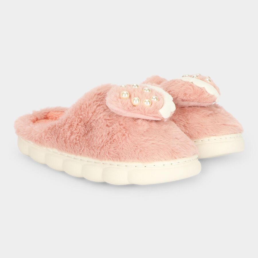 Women's Pink Slip-On House Slippers, गुलाबी, large