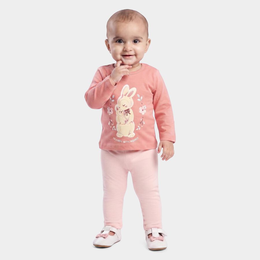 Infants Light Pink Cotton Round Neck Lounge Hipster Set, Light Pink, large