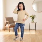 Girls' Brown Long Sleeve Thermal, भूरा, small