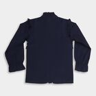 Girls' 100% Cotton Blouse, नेवी ब्लू, small